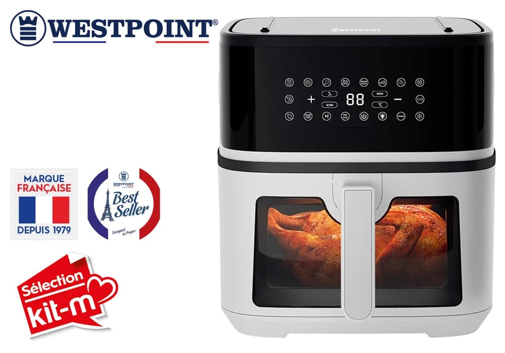 🌟 PACK Friteuse AIR FRYER 8L Double Fonction DARKVIBE line Westpoint (WAFZ-831625.GW) + Set de 4 Couteaux Professionnels en Céramique Style Santoku OFFERT - Image 2