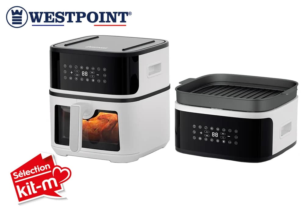 🌟 PACK Friteuse AIR FRYER 8L Double Fonction DARKVIBE line Westpoint (WAFZ-831625.GW) + Set de 4 Couteaux Professionnels en Céramique Style Santoku OFFERT - Image 3
