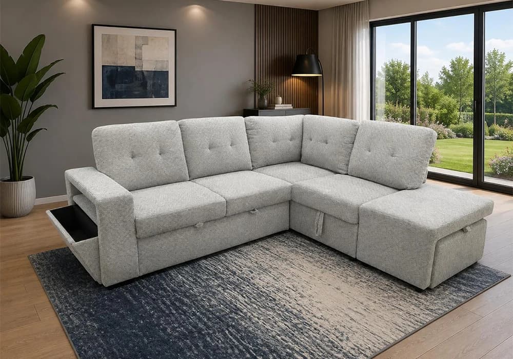 Salon D'angle Convertible GREVY Gris - Image 1