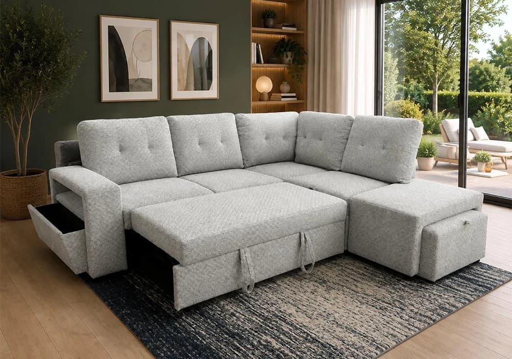Salon D'angle Convertible GREVY Gris - Image 2