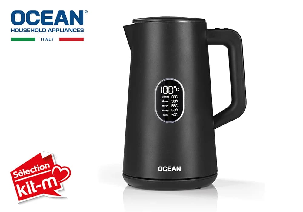 Bouilloire Numérique Sans Fil Noire 1,5L Ocean (OCKT1815DN) - Image 1