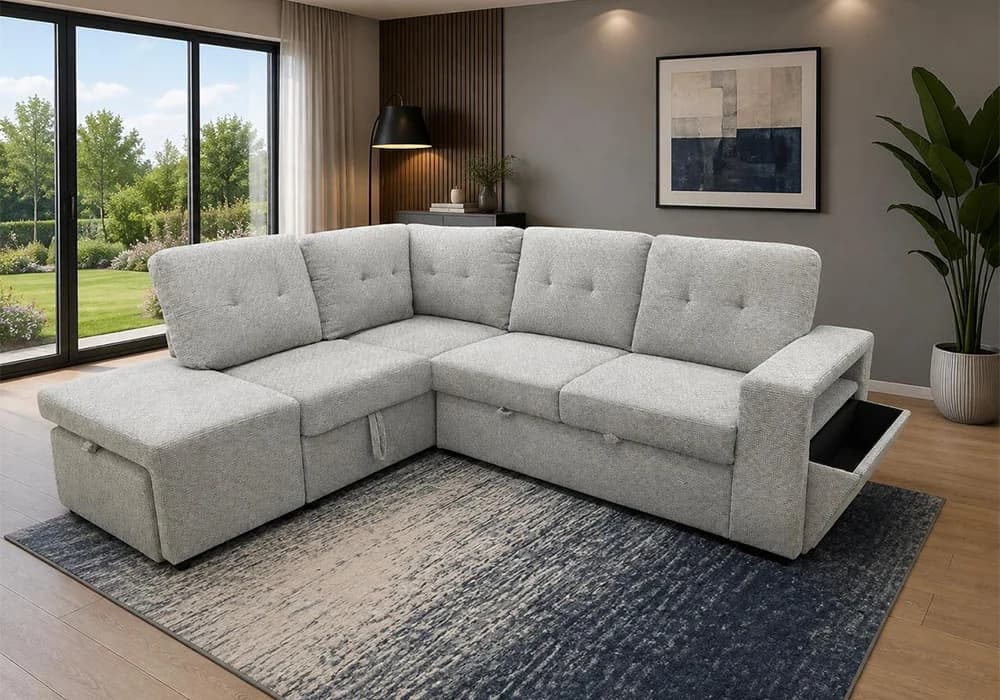 Salon D'angle Convertible GREVY Gris - Image 4