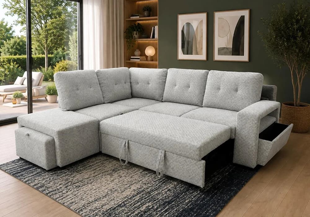 Salon D'angle Convertible GREVY Gris - Image 3