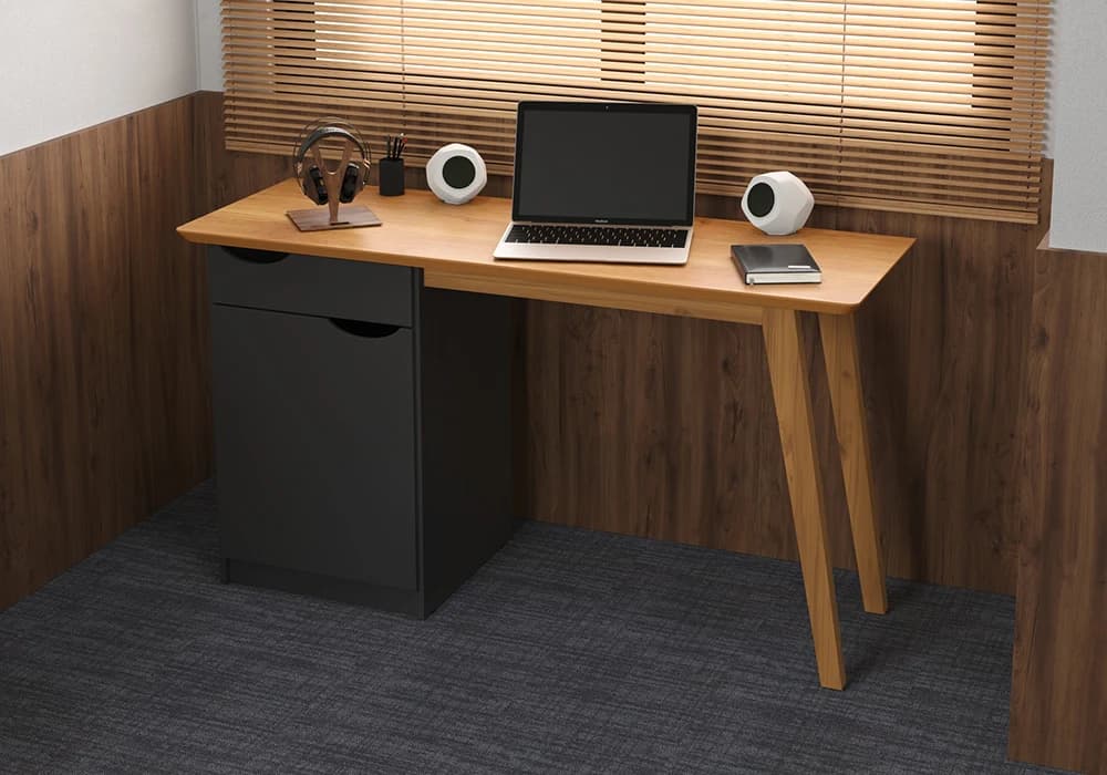 Bureau 1 Porte 1 Tiroir PRISM Noir - Image 1