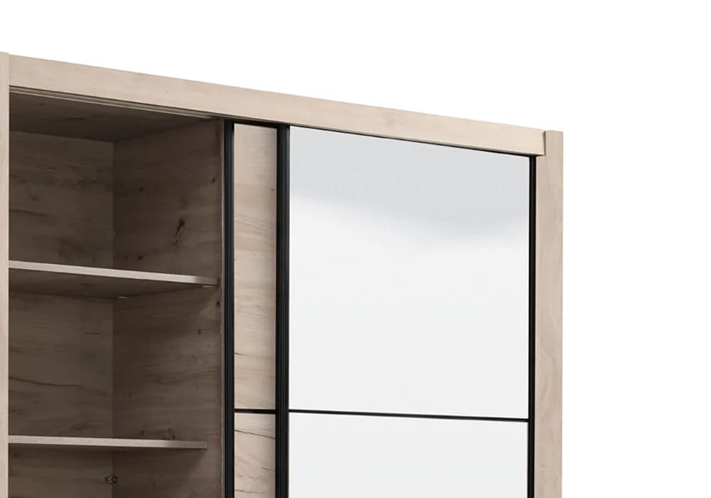 Armoire 2 Portes Coulissantes avec Miroir Navara 165cm - Image 3