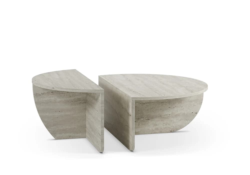 Set 2 Tables de Salon CLARIE TRAVERTINE - Image 2
