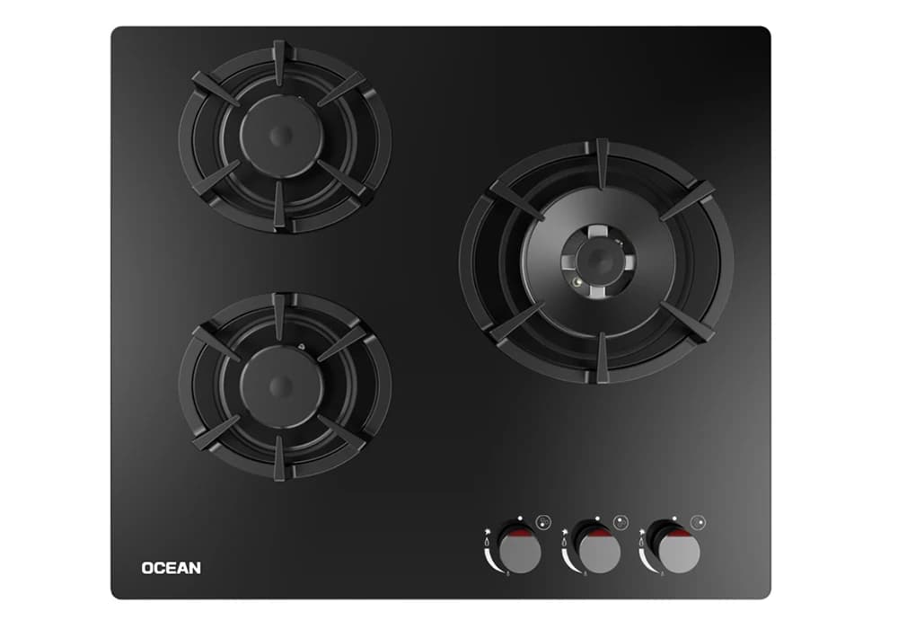 Plaque de Cuisson 3 Feux Verre Noir OCEAN OCGGH3C621BG - Image 2