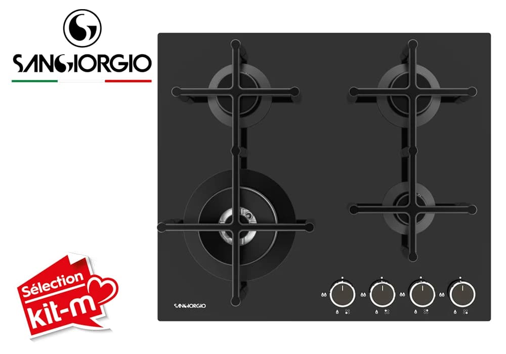 Plaque de Cuisson 4 Feux Verre Noir SANGIORGIO (SGGGH3C631BG) - Image 1