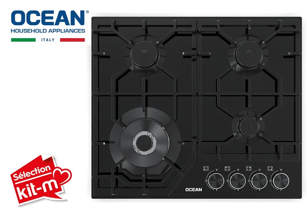 Plaque de Cuisson 4 Feux Verre Noir OCEAN OCGGHC631BG - Image 1