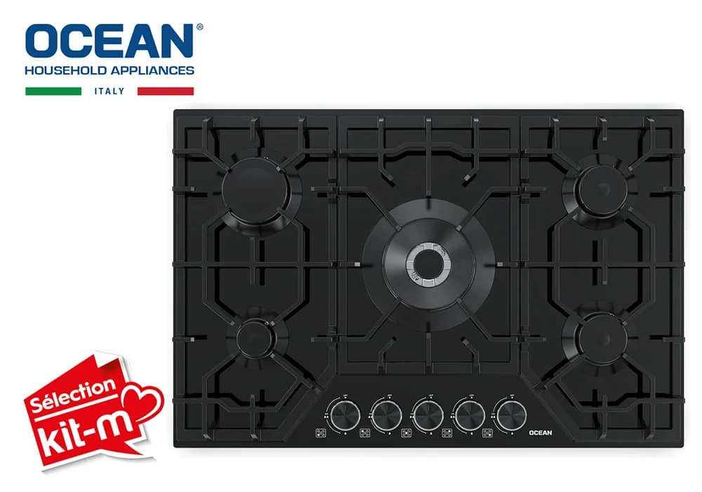 Plaque de Cuisson 5 Feux Verre Noir OCEAN OCGGHC741BGCE - Image 1