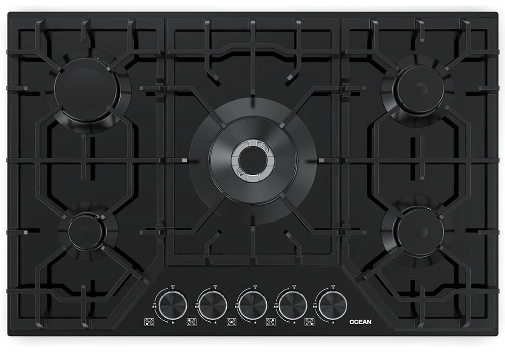 Plaque de Cuisson 5 Feux Verre Noir OCEAN OCGGHC741BGCE - Image 2