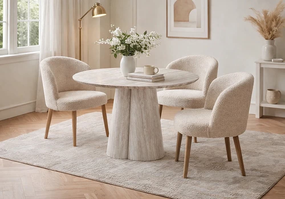 Table à Manger Ronde PIETRA Beige - Image 1