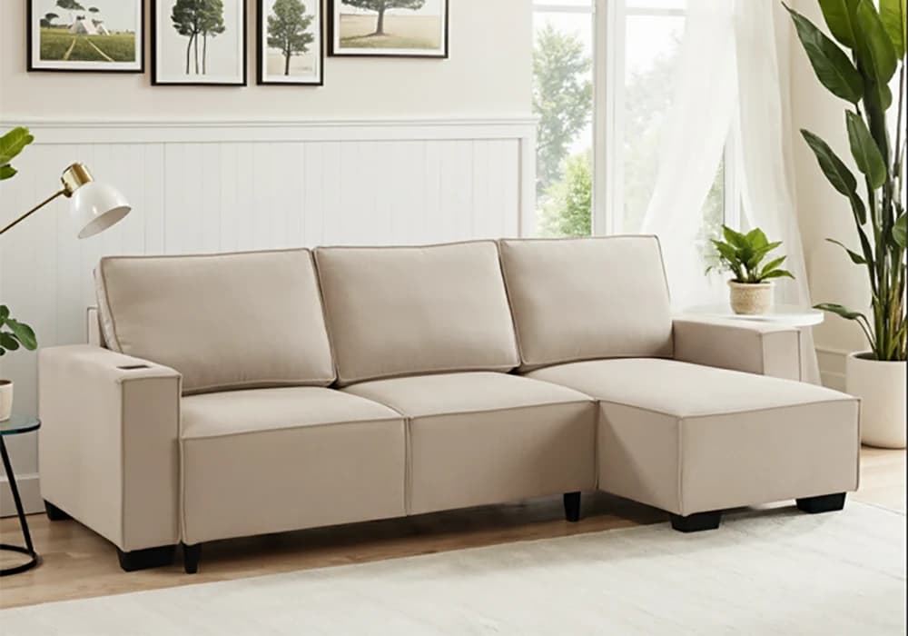 Salon d’Angle Convertible Rev ALEXIA Beige - Image 1