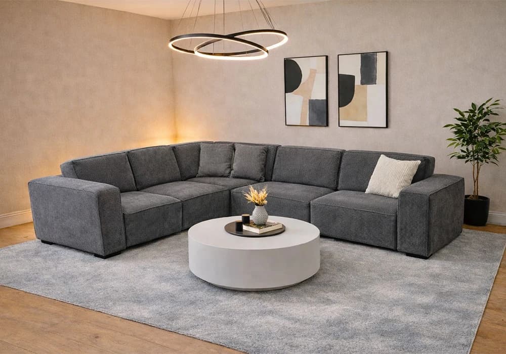 Salon D'angle Modulable CHLOÉ Gris - Image 1
