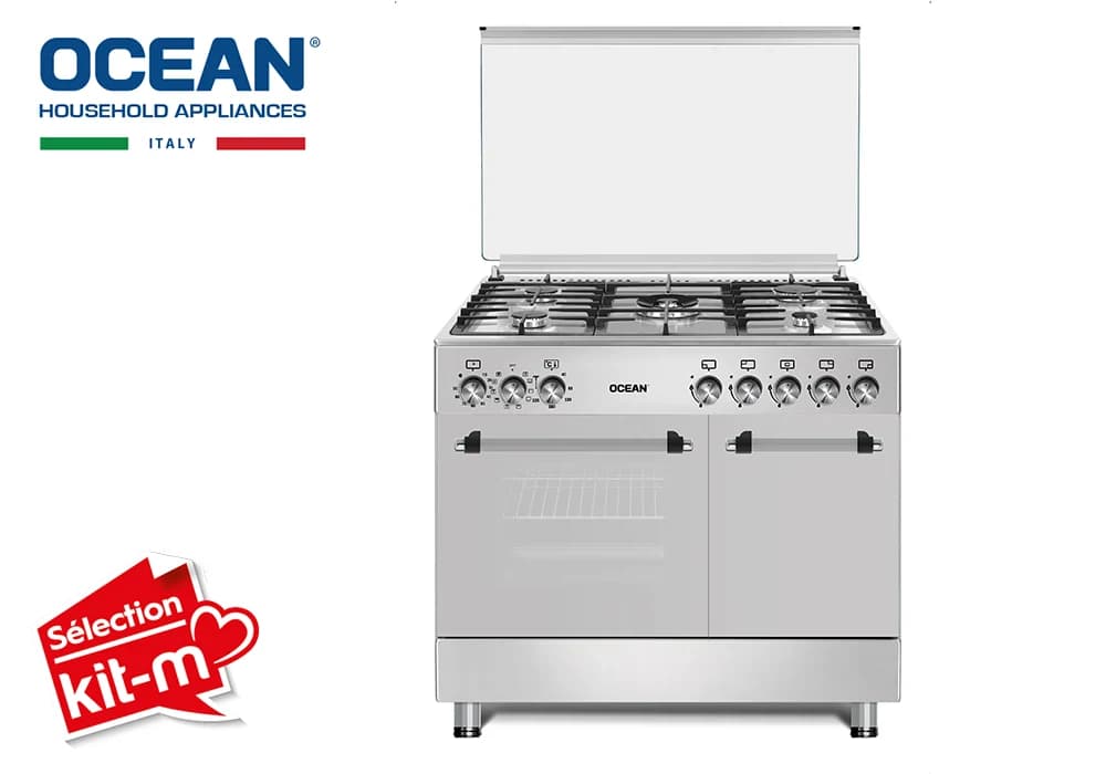 Cuisinière 5 Feux Gaz Butanette 90cm + Four Électrique OCEAN OCMR9550-15MMCCE - Image 1