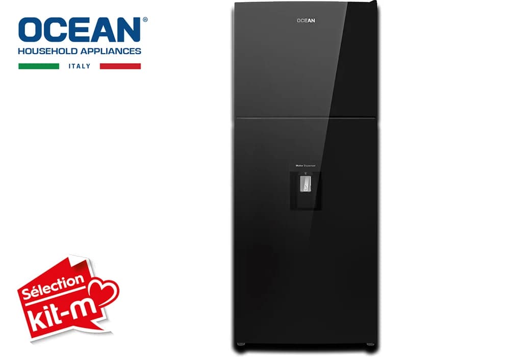 Réfrigérateur 2 Portes Vitrée Noire OCEAN OSDD382NFBG3 - Image 1