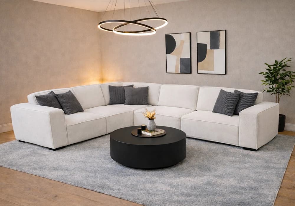 Salon D'angle Modulable CHLOÉ Blanc - Image 1