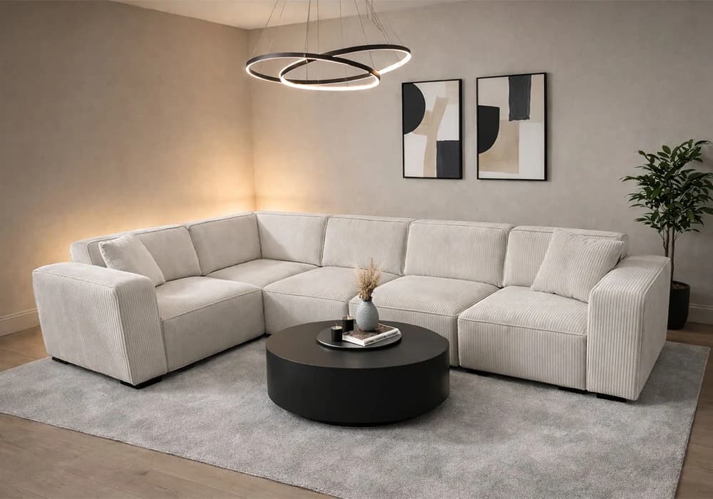 Salon D'angle Modulable CHLOÉ Blanc - Image 2