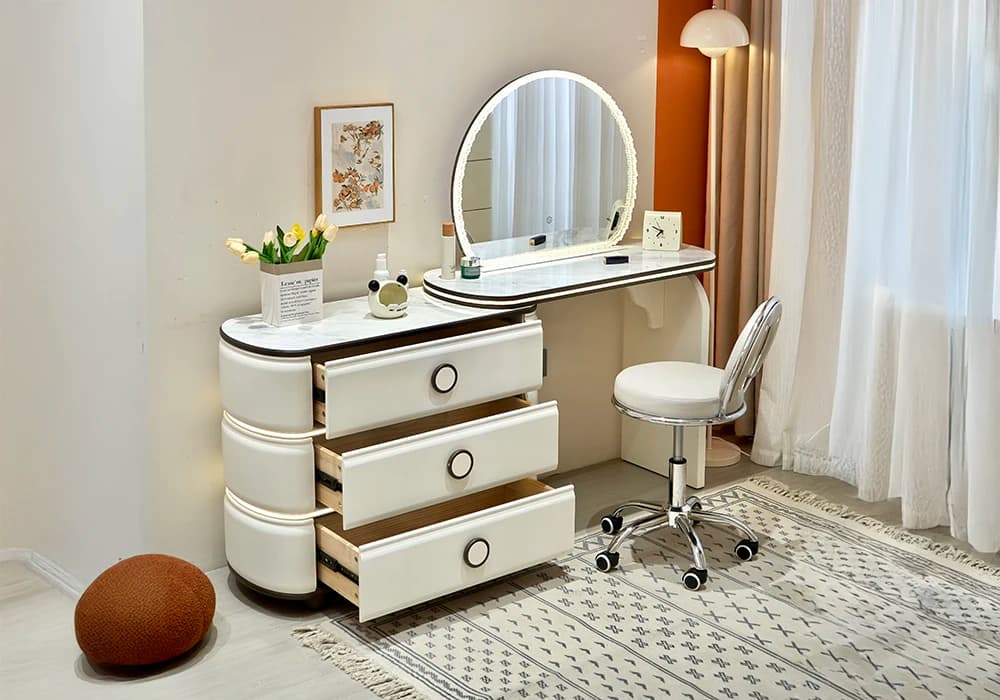 Coiffeuse LED 3 Tiroirs Avec Fauteuil SAVIA - Image 2