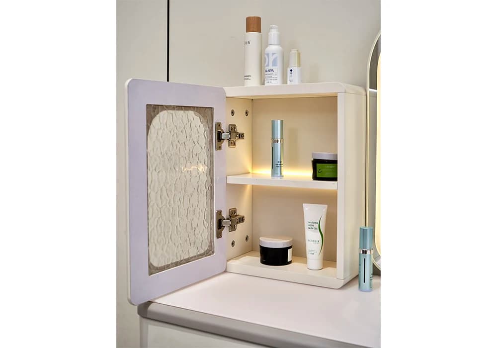 Coiffeuse LED 2 Tiroirs/ 1 Porte avec Pouf ICONA - Image 3