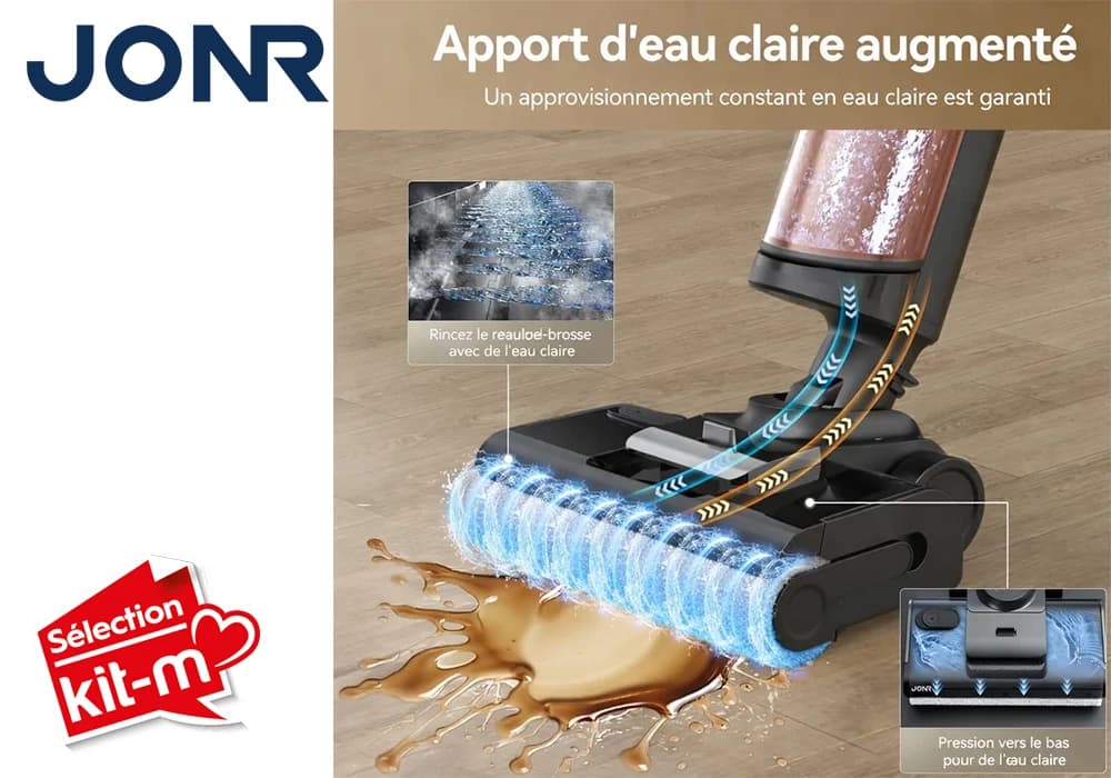 Aspirateur Balai Sans Fil Autonettoyant (Eau et Poussière) JONR ED12 PRO MAX - Image 3