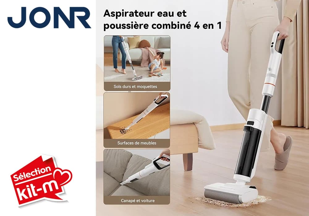 Aspirateur Balai Sans Fil 3 en 1 Autonettoyant (eau et poussière) JONR ED20 PRO - Image 4