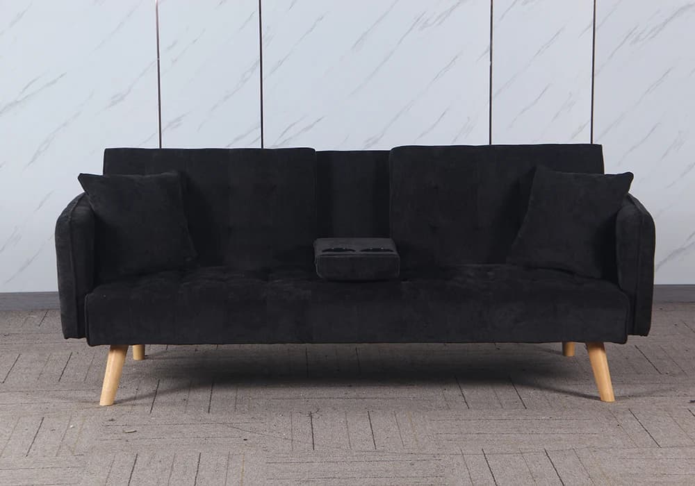 Banquette Clic-Clac PRETIA Gris Foncé Avec Console Centrale - Image 2