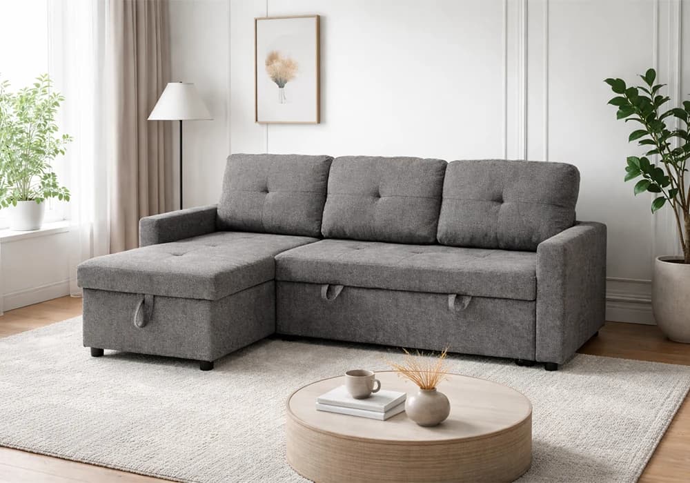 Salon d’Angle Convertible Reversible Elite Gris Clair - Image 1