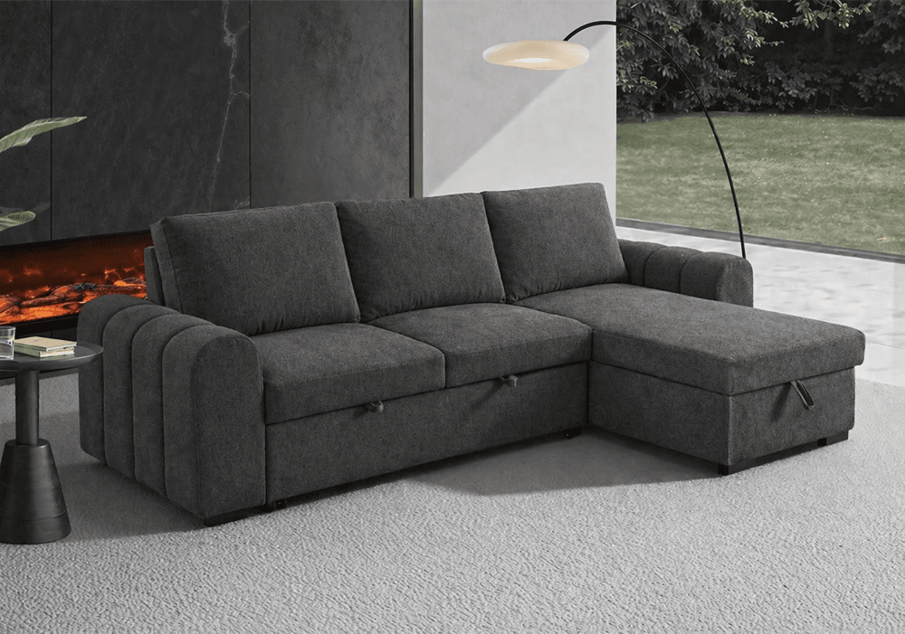 Salon d'Angle Convertible MELISSA Gris Foncé - Image 1