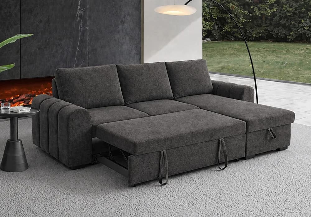 Salon d'Angle Convertible MELISSA Gris Foncé - Image 2