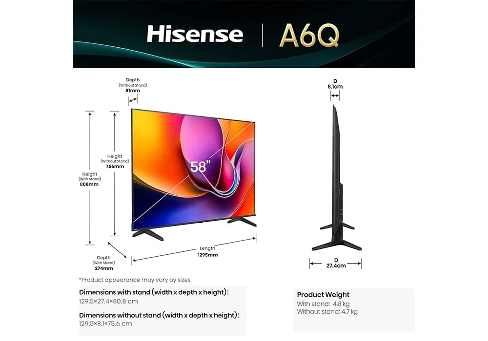 TV LED 4K UHD DOLBY 58″ 146CM HISENSE (58A6Q) - Image 3