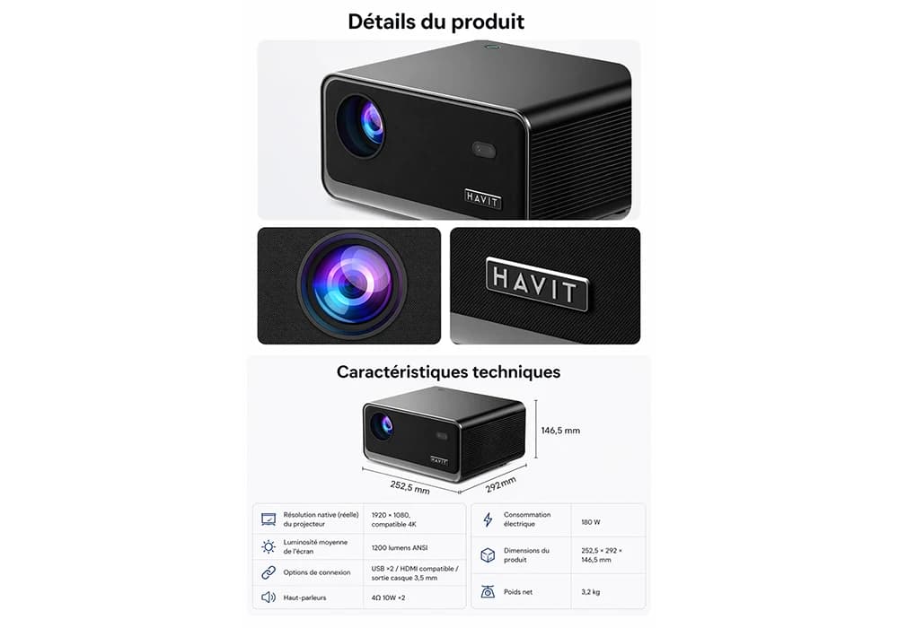 Vidéoprojecteur HAVIT PJ223 PLUS - Image 2