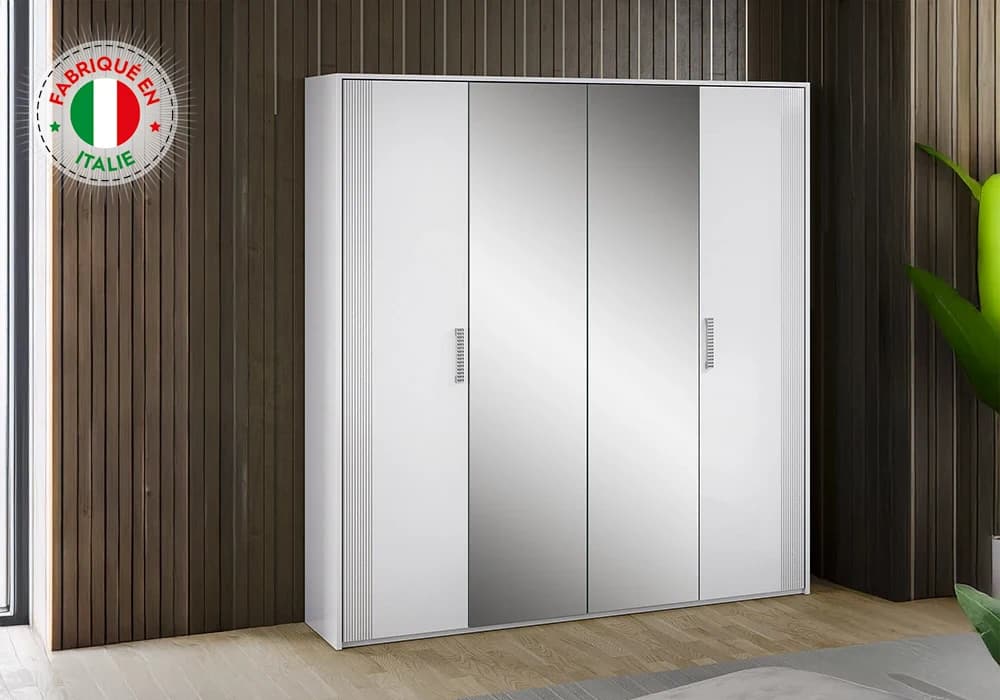 Armoire 4 Portes Blanc (COLLECTION ODETTE) - Image 1