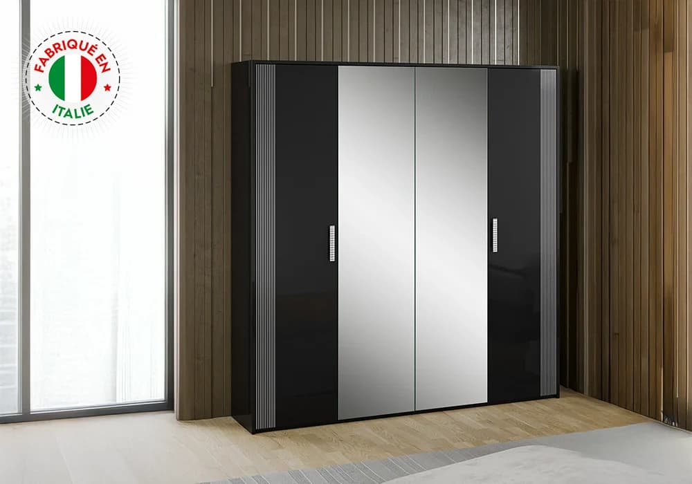 Armoire 4 Portes Noir (COLLECTION ODETTE) - Image 1