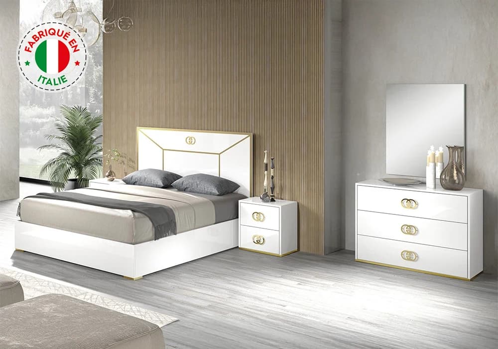 Lit 140x190 cm Blanc VOGUE - Image 1