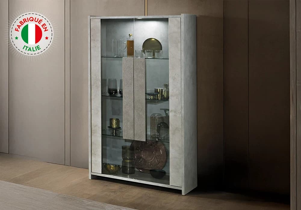 Vitrine 2 Portes Gris (COLLECTION SOLE) - Image 1