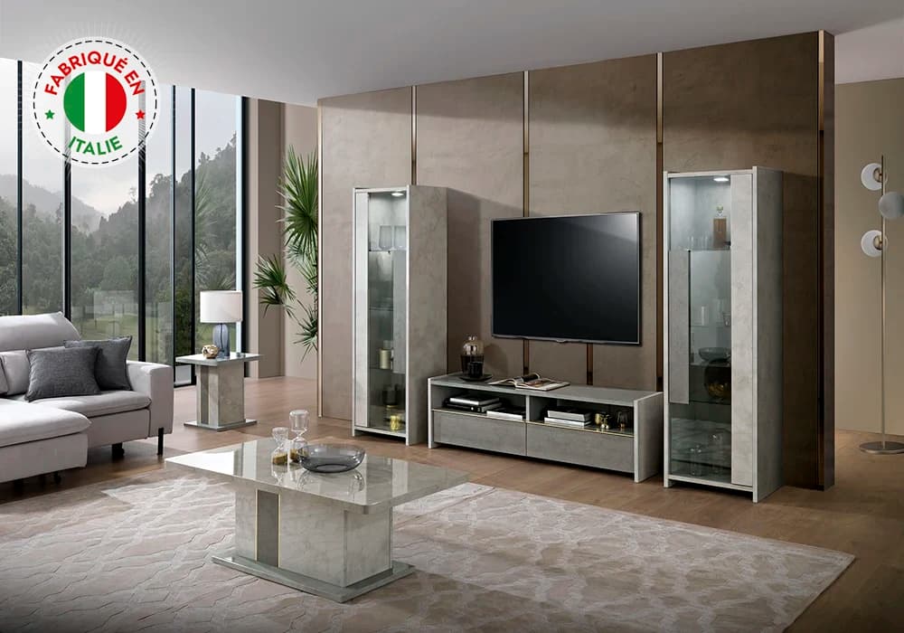 Meuble TV 2 Portes Gris (COLLECTION SOLE) - Image 1