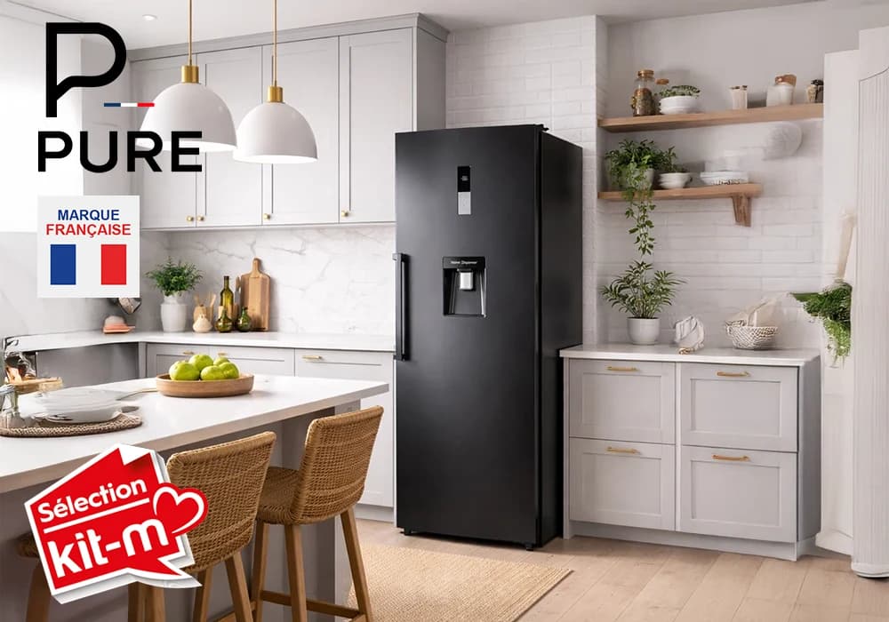 Réfrigérateur Armoire 1 Porte Dark Inox PURE - Image 1