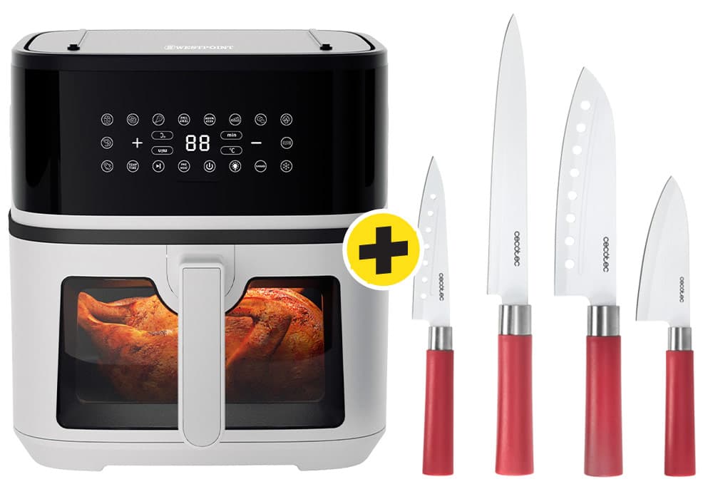🌟 PACK Friteuse AIR FRYER 8L Double Fonction DARKVIBE line Westpoint (WAFZ-831625.GW) + Set de 4 Couteaux Professionnels en Céramique Style Santoku OFFERT - Image 1