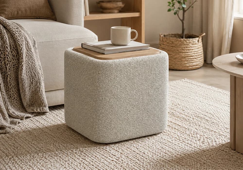 Pouf CUBIC Beige avec Rangement - Image 2