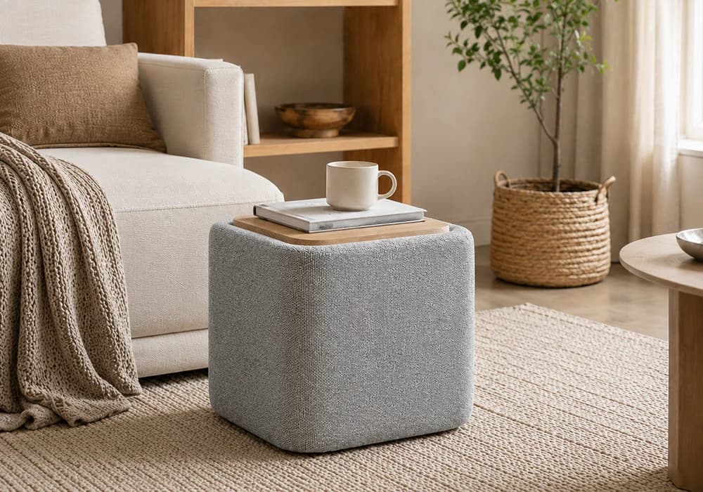 Pouf CUBIC Gris avec Rangement - Image 2