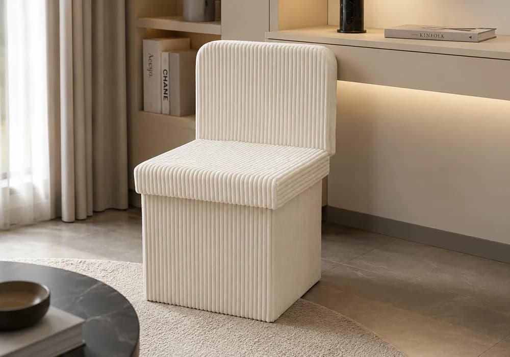 Fauteuil D'Appoint VASCA Beige Avec Rangement - Image 1