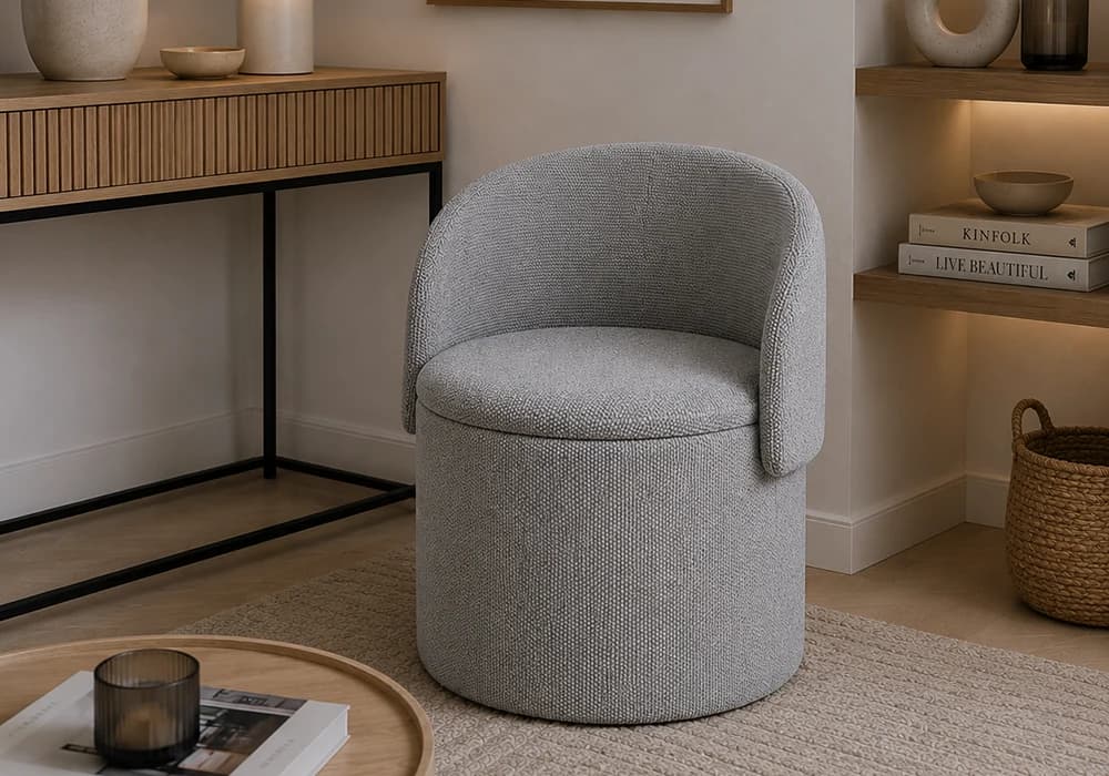 Fauteuil /Pouf d'Appoint MODERA Gris avec Rangement Intégré - Image 1