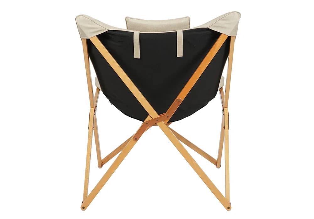 Fauteuil Pliable Détente en Bois Naturel et Tissu Beige - Image 2