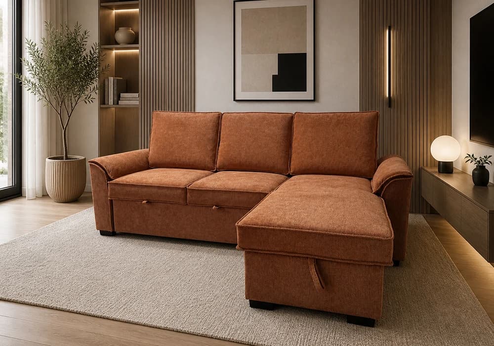 Salon D'Angle Convertible HALEA Terracotta - Image 1
