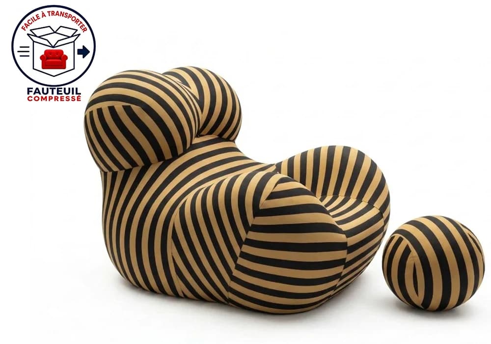 Fauteuil Lounge LINEA Compressé Avec un Pouf Repose-Pieds Jaune/Noir - Image 4