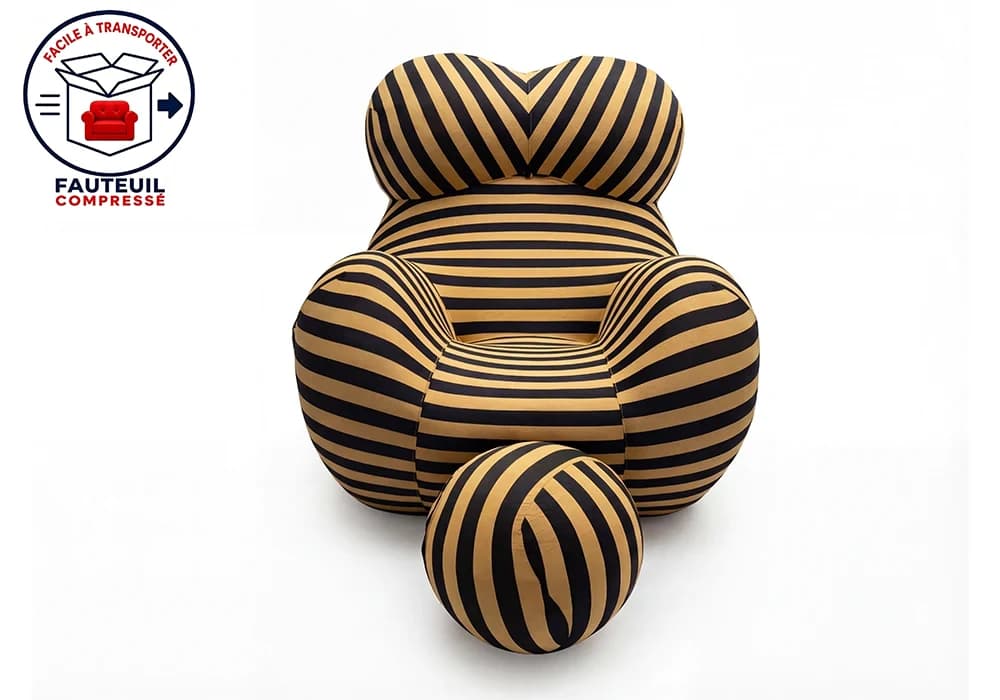 Fauteuil Lounge LINEA Compressé Avec un Pouf Repose-Pieds Jaune/Noir - Image 3