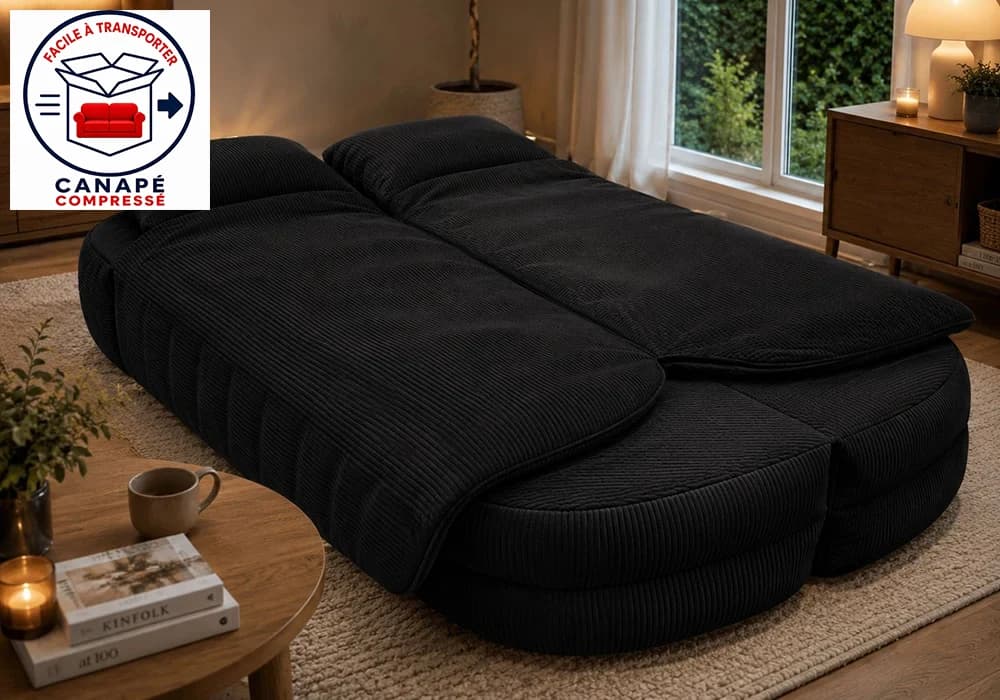 Canapé Convertible COZY Compressé Noir - Image 3