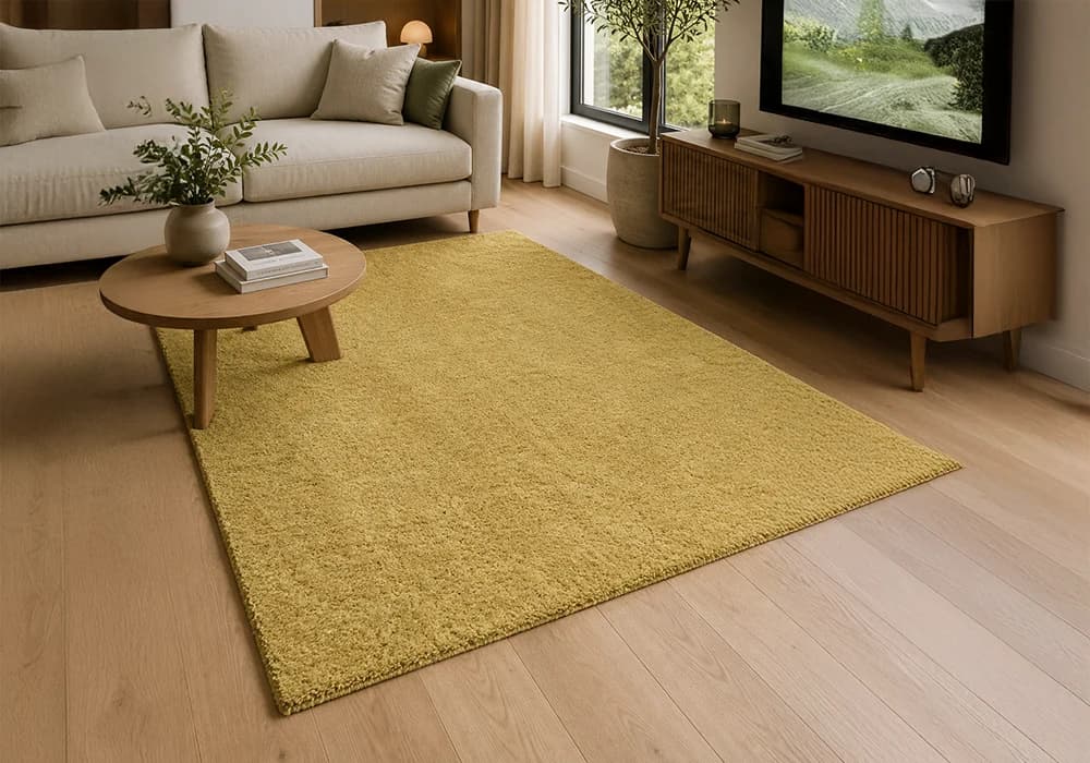 Tapis MORGAN Uni Jaune 100x150 cm - Image 1