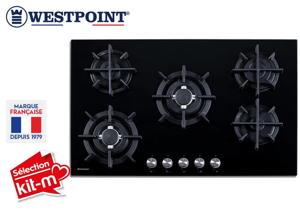 Plaque de Cuisson Vitrée 5 Feux Gaz 86 cm WESTPOINT (WGUC-95024.NGC) - Image 1